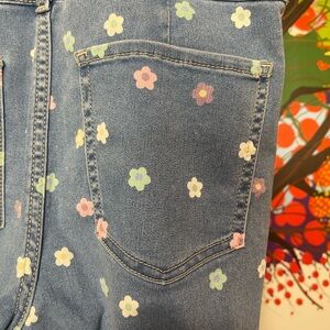Floral Patterned Blue Jeans